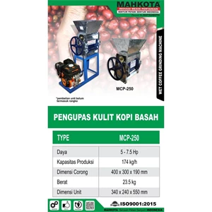 MESIN PENGUPAS KULIT KOPI BASAH (MCP-250) MAHKOTA 